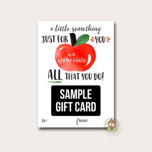 Teacher Appreciation Printable | Year End Teacher Gift Card Holder | Last Minute Gift for School | Apple Teacher Card | DIY PRINTABLE
