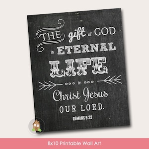 Romanos 6:23 - Arte de pared imprimible / Impresión digital de pizarra para galería de pared