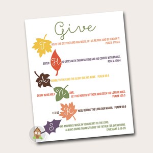 Give Thanks Printable Thanksgiving Wall Art 8x10 Scripture, Bible Verse ...