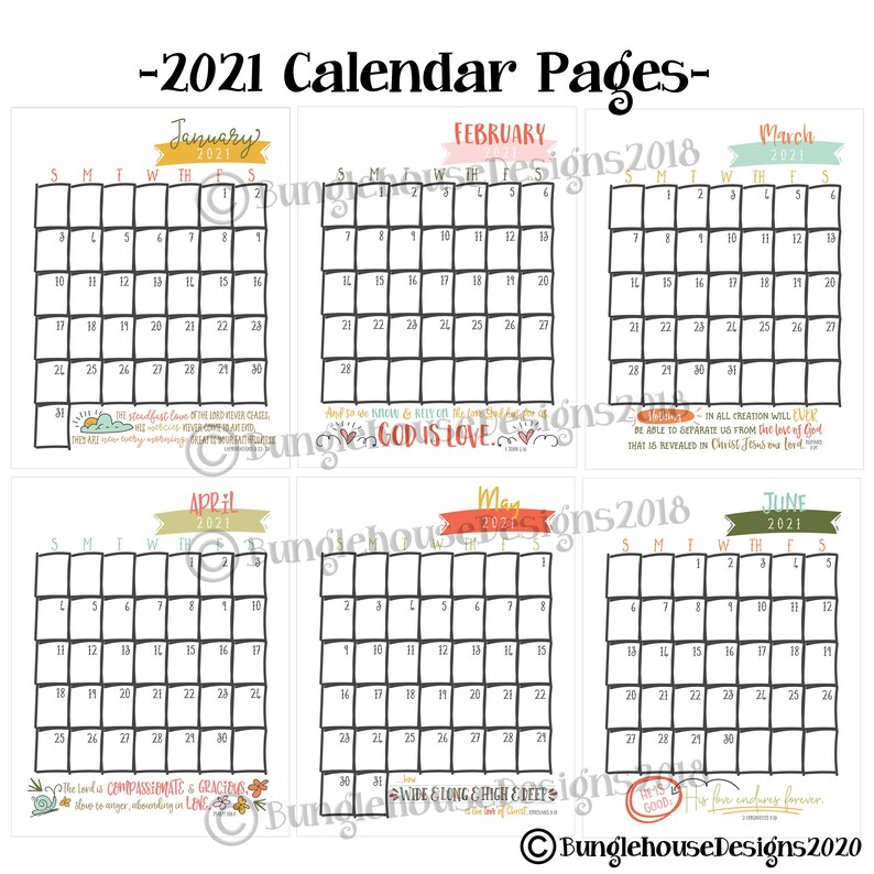 2021 Printable Calendar with Scripture Bible Verses ...