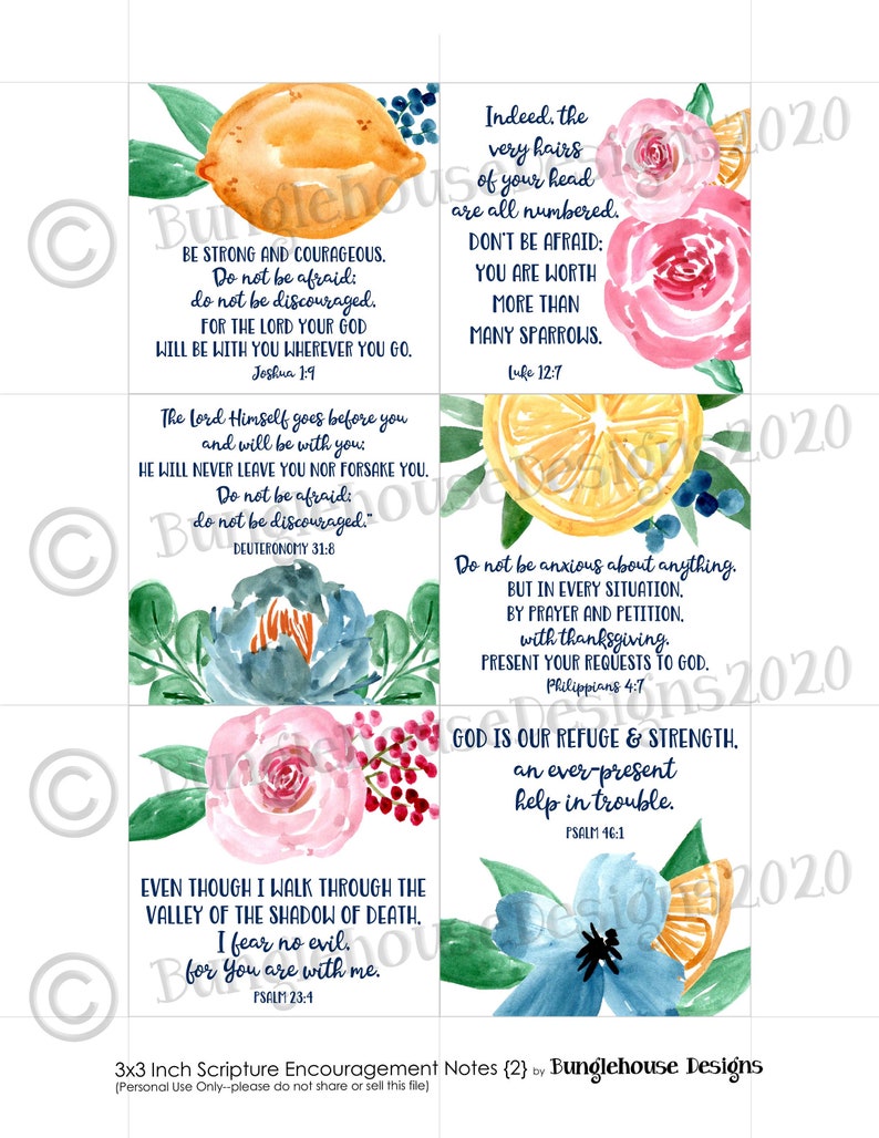 Bundle of Printable Scripture Encouragment Cards set of 64 - Etsy