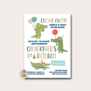 Snappy Birthday Alligator or Crocodile Printable Invitation