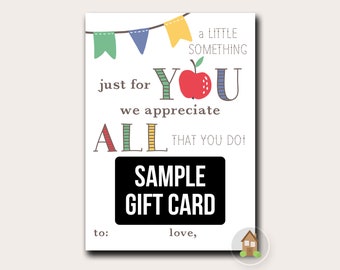 Teacher Appreciation Printable Gift Card Holder | End of the Year Teacher Gift | Last Minute Gift for School Teachers and Staff