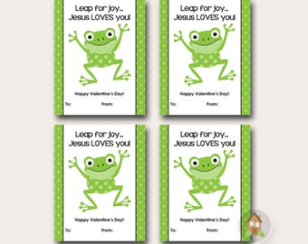 Frog Valentines | Jesus Loves You | Leap for Joy | Christian Valentine | Classroom Exchange | Instant Download | Digital DIY PRINTABLE