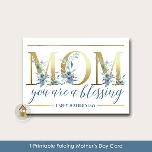 Printable Mother&#39;s Day Card | Mom, You&#39;re a Blessing Card | Religious Scripture Mother&#39;s Day | Print Now | DIY PRINTABLE
