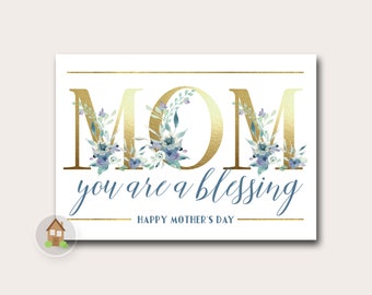 Printable Mother's Day Card | Mom, You're a Blessing Card | Religious Scripture Mother's Day | Print Now | DIY PRINTABLE