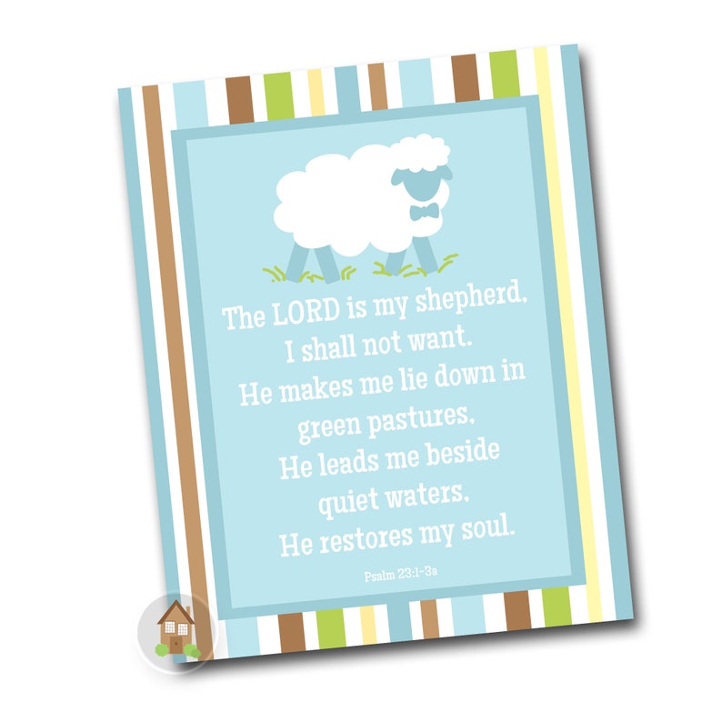 Baby Boy Psalm 23 Nursery Art The Lord is My Shepherd 8x10 Printable Scripture Wall Art Digital Gallery Wall Printable image 1