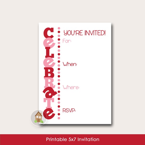 Fill In the Blank Valentine Party Invitation | Printable Write In Invitation | Celebrate Valentines | Red & Pink Invite | DIY PRINTABLE