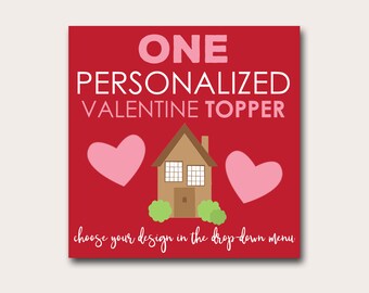 One Single Personalized Valentine Treat Bag Topper by Bunglehouse Designs | DIY Printable Valentines | Receive via email within 48 hours