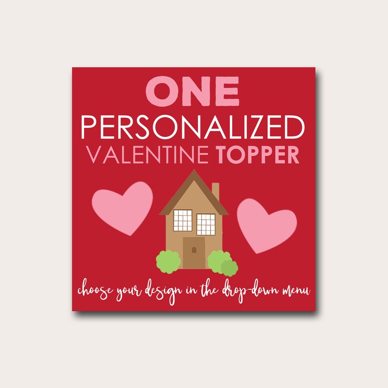 One Single Personalized Valentine Treat Bag Topper by Bunglehouse Designs DIY Printable Valentines Receive via email within 48 hours image 1