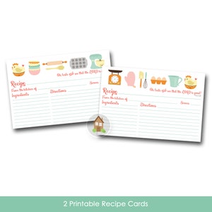 Cute Recipe Cards | Retro Kitchen Recipe Cards | Instant Download Recipe Card | DIY PRINTABLE | Christian, Scripture, Bible Bridal Shower