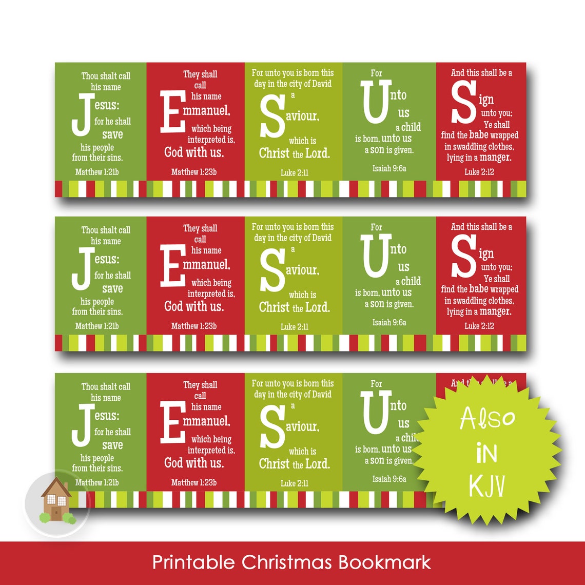 Printable Christmas Bookmark JESUS Scripture Bible Verse - Etsy
