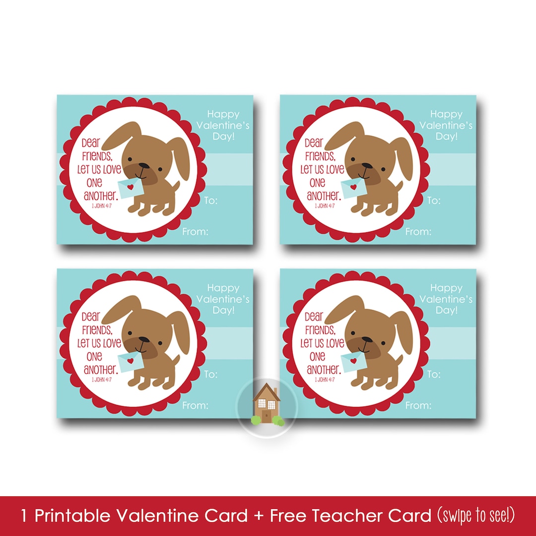 Kids Printable Valentine Card Puppy Dog Valentine DIY PRINTABLE ...