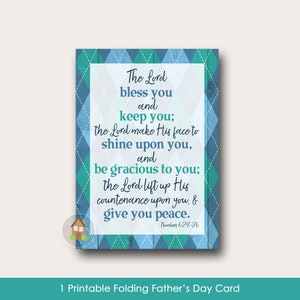 The Lord Bless and Keep You Vatertagssegenkarte | Druckbare Christliche Schrift Sofort Download Karte | Last Minute Papa Geschenk