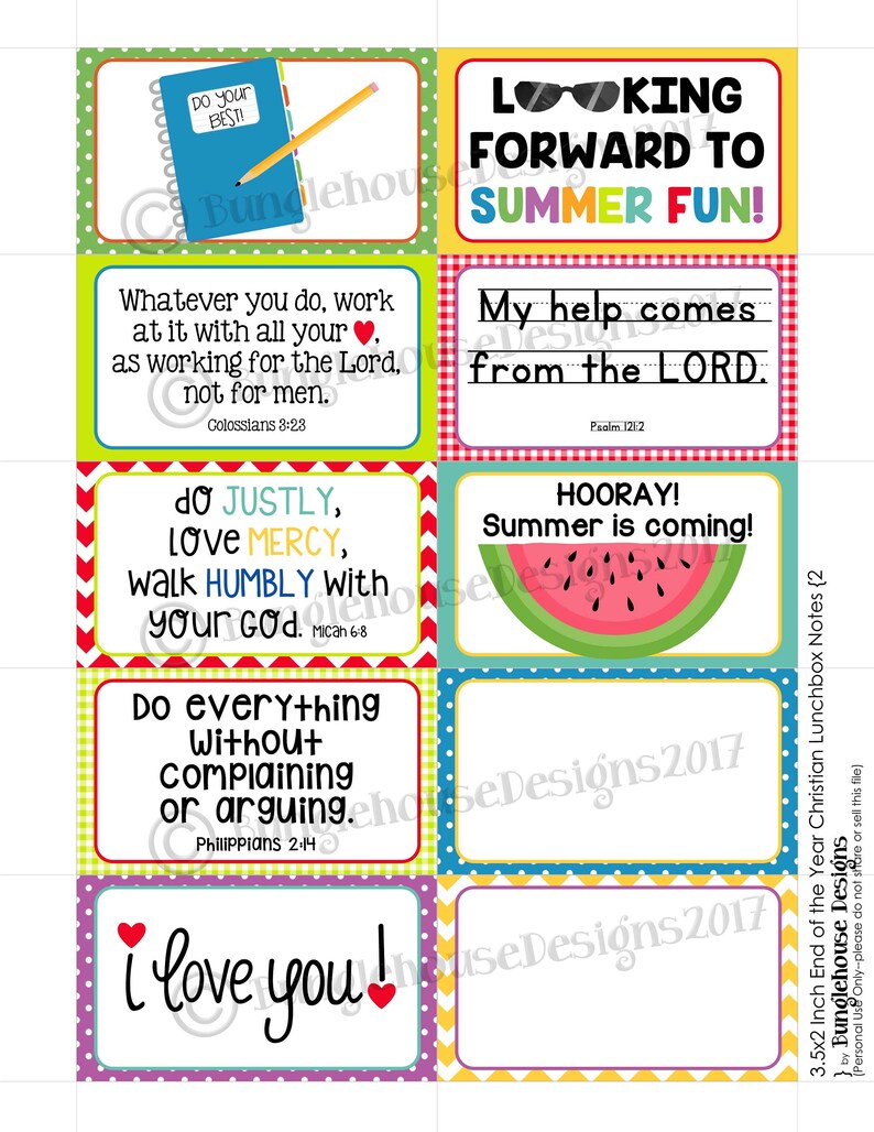 End of the Year Lunch Box Notes With Scriptures and Christian - Etsy Canada