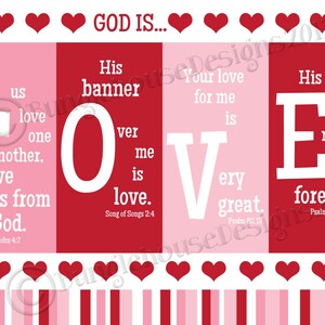 Printable Valentine Card Christian, Scripture, Bible Verse Valentine DIY PRINTABLE God is Love Instant Download image 4