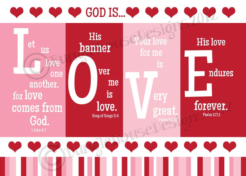 Printable Valentine Card Christian, Scripture, Bible Verse Valentine DIY PRINTABLE God is Love Instant Download image 4