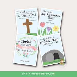 Cartões de Páscoa Cristãos para Imprimir para Crianças | Cartões de Páscoa Religiosos e Bíblicos para Crianças | Páscoa da Escola Dominical | Cruz e Túmulo