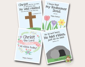 Kids Printable Christian Easter Cards | Religious, Bible Easter Cards for Children | Sunday School Easter | Cross and Tomb