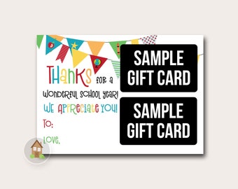 Teacher Appreciation Gift Card Holder for 2 Gift Cards, DIY Printable File