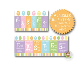 Easter Scripture Treat Bag Topper | Happy Easter Goody Bag | Resurrection Treat Label | Sunday School, Church Easter Card | DIY PRINTABLE