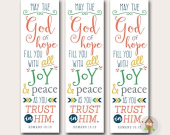Romans 15:13 Printable Bookmark, Happy New Year Scripture Encouragement, God of Hope Book Marker