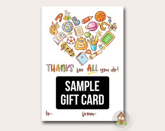 Teacher Appreciate Gift Card Holder | Printable Last Minute School Gift | Music, Sports, Science, Math, Art, Any Teacher Thanks