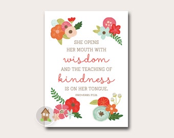 Printable Mother&#39;s Day Card | Floral Mom Card | Scripture, Bible Verse Card | DIY PRINTABLE | Proverbs 31 Card For Moms | Instant Download
