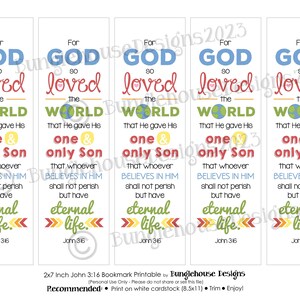 John 3:16 Printable Bookmark | Outreach Scripture, Bible Verse ...
