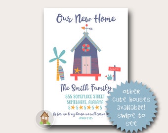 Beach House Moving Announcement | New Home at the Beach | Cute Sea Shack | Moved to the Beach Digital Printable Card