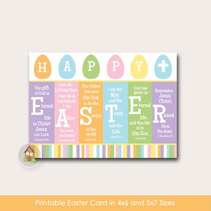 Cartão de Páscoa com Escritura | Cartão de Páscoa para Imprimir | DIY IMPRIMÍVEL | Feliz Páscoa Religioso, Cristão, Cartão com Versículo da Bíblia | Download Instantâneo