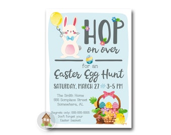 Watercolor Easter Egg Hunt Invitation | Adorable Printable Easter Party Invite