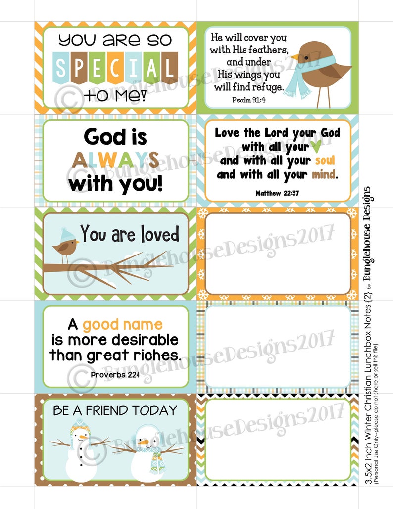 Winter Lunch Box Notes Christian Scripture Lunch Box Notes Etsy Hong Kong
