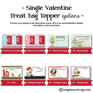 One Single Personalized Valentine Treat Bag Topper by Bunglehouse Designs DIY Printable Valentines Receive via email within 48 hours image 5