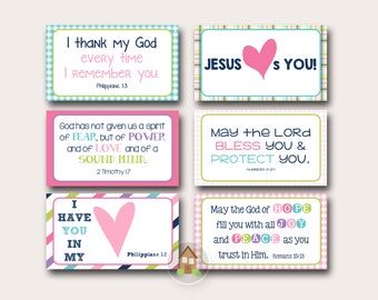 Lunch Box Notes for Girls | Printable Christian Lunchbox Cards | Bible Verse Lunch Love Notes | School Encouragement Cards | DIY PRINTABLE