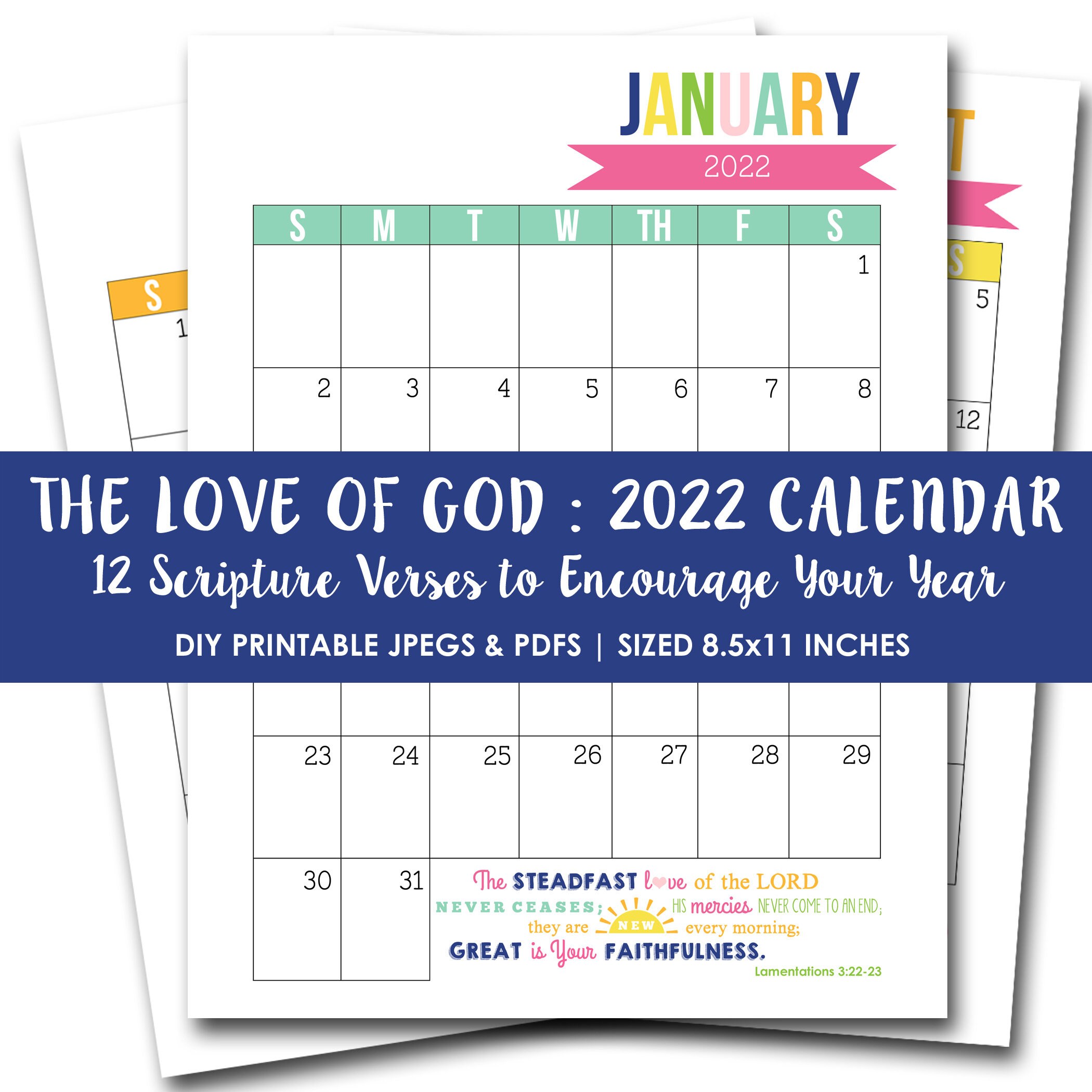 Instant Download Printable Calendar For 2022 Planner | Etsy Canada