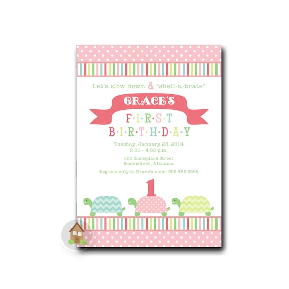 Anniversaire De Tortue Invitation Au Premier Anniversaire Du Etsy France