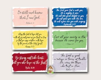 Aanmoedigingskaarten voor bijbelteksten | Afdrukbare schriftteksten | Aquarel lunchnotities tieners | Bemoedigende teksten | DIY AFDRUKBAAR