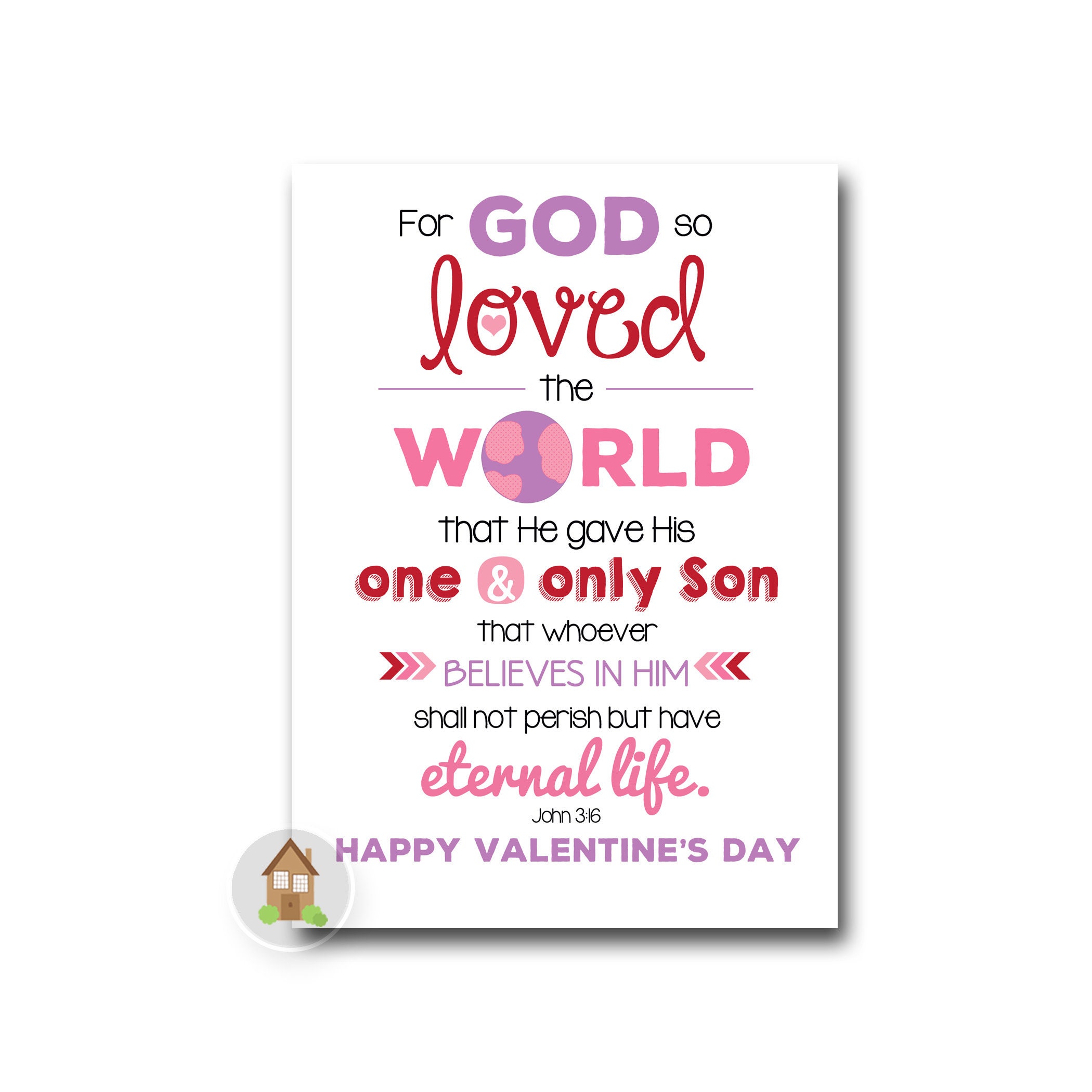 john 3:16 printable valentine's day card | diy printable | for god