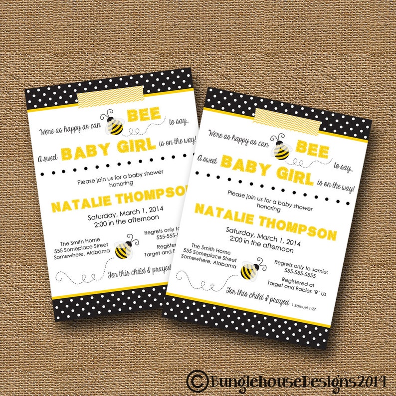 Bee Baby Shower Invitation Bumble Bee Party Gender Neutral Baby Shower Christian Shower Invite Black and White DIY PRINTABLE image 9