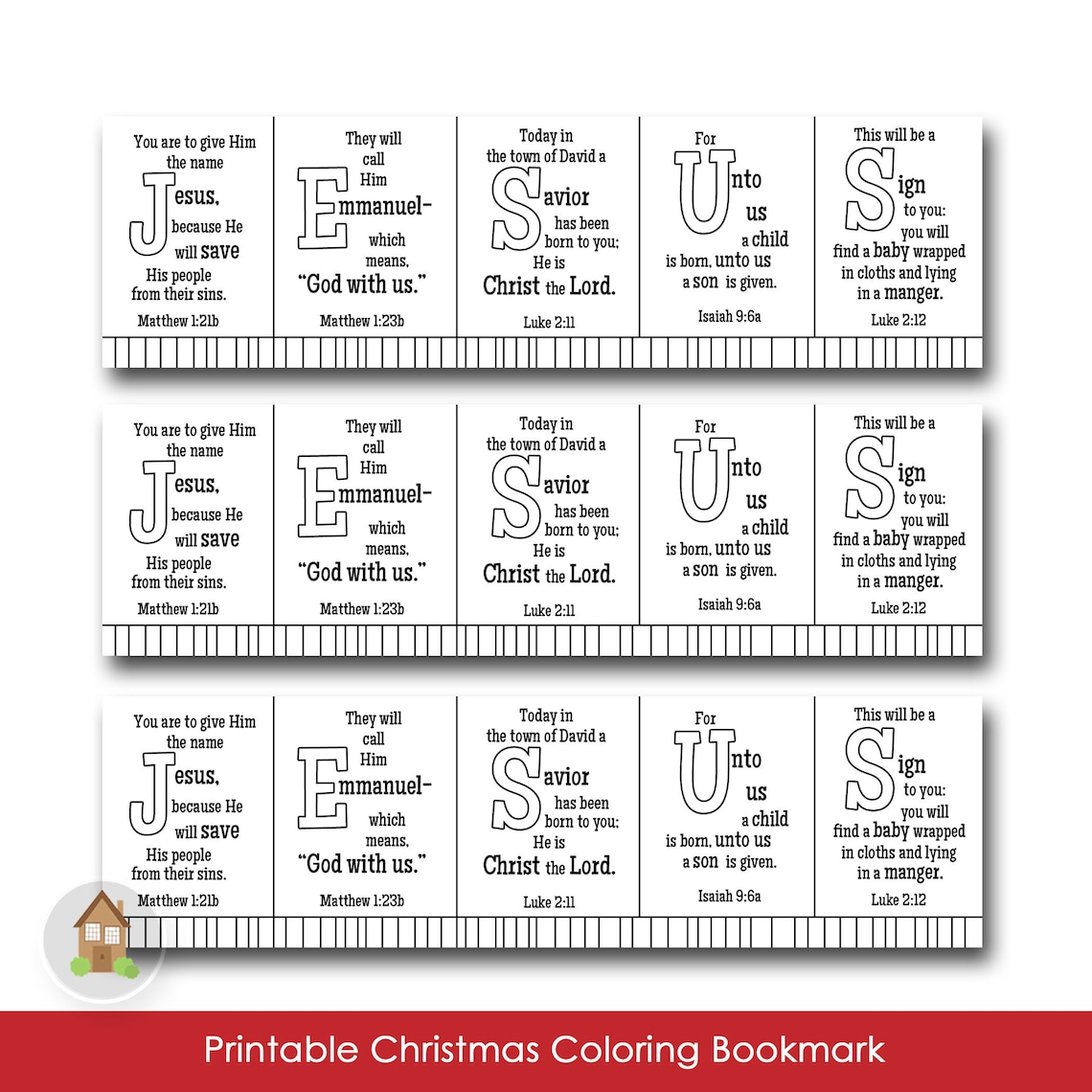 Printable Christmas Bookmark to Color JESUS Scripture | Etsy