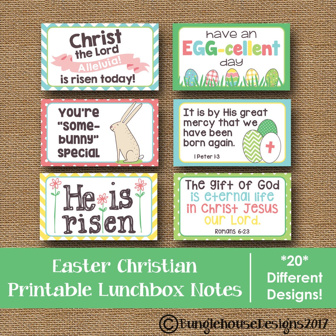 Easter Lunch Box Notes | Printable Scripture Lunchbox Cards for Spring ...