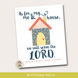 Printable Christian Wall Art | As For Me and My House | Scripture Art for the Home | Joshua 24:15 Wall Art