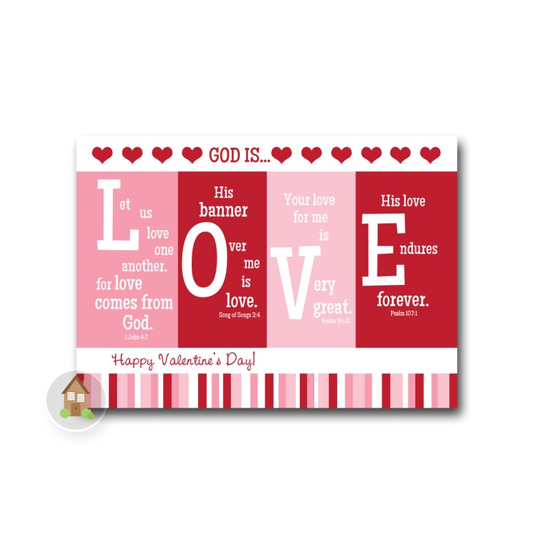 Printable Valentine Card Christian, Scripture, Bible Verse Valentine DIY PRINTABLE God is Love Instant Download image 3