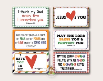 Printable Lunch Notes for Boys | Bible Verse Encouragement Cards for School Kids
