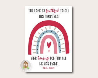 Printable Valentine Card with Bible Verse | Instant Download Valentine | Last Minute Valentine's Day Card | The Lord is Faithful and Loving