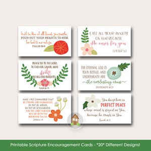 Tarjetas de aliento bíblico / Versículos bíblicos imprimibles / Notas para el almuerzo para adolescentes o adultos / Tarjetas florales con las Escrituras / DIY IMPRIMIBLES