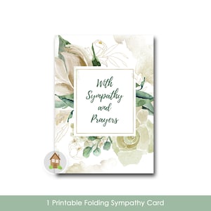 Printable Christian Sympathy Card | Floral Watercolor Digital Card | With Sympathy and Prayers | Psalm 34:18