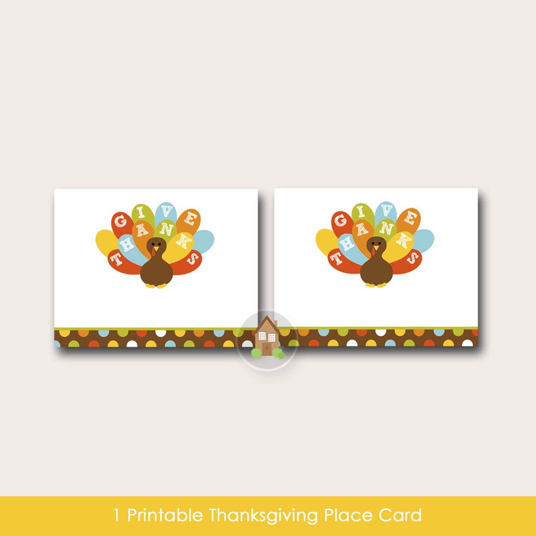 Printable Thanksgiving Place Cards Colorful Turkey - Etsy