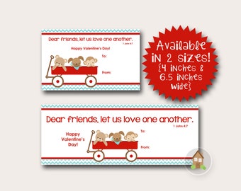 Valentine Treat Bag Topper with Red Wagon | Friends Valentine | DIY PRINTABLE | Love One Another, Bible Valentine | Instant Download